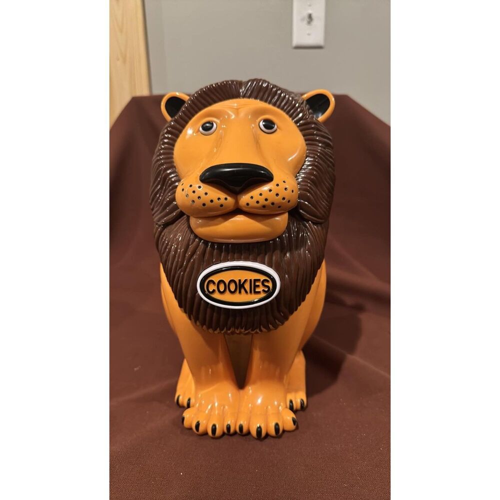 Vintage The original Tiger Brand Lion Cookie Jar Roaring Talking   Works